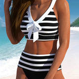 Laluna® | Bikini s visokim strukom na pruge