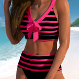 Laluna® | Bikini s visokim strukom na pruge