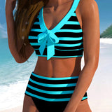 Laluna® | Bikini s visokim strukom na pruge