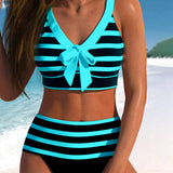 Laluna® | Bikini s visokim strukom na pruge