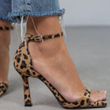Júlia - Sandale s visokim potpeticama s leopard uzorkom