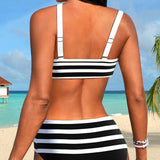 Laluna® | Bikini s visokim strukom na pruge