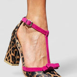 Leontina - Zelene sandale s leopard uzorkom i šarenim detaljima