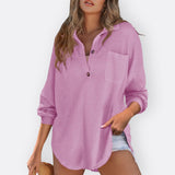 Inês - Lagan Tunika Blusa s V-Izrezom i Gumbima