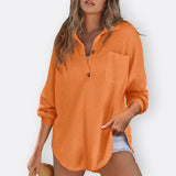Inês - Lagan Tunika Blusa s V-Izrezom i Gumbima