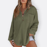 Inês - Lagan Tunika Blusa s V-Izrezom i Gumbima