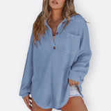 Inês - Lagan Tunika Blusa s V-Izrezom i Gumbima