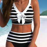 Laluna® | Bikini s visokim strukom na pruge