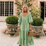 Céline | Midi haljina s uzorkom, tričetvrtaste rukave i V izrezom