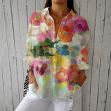 Inês - Elegantna Floral Aquarela Bluza