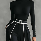 Céline | Chic set s visokim ovratnikom i širokim hlačama