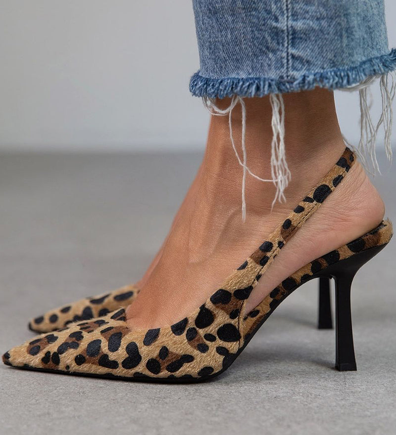 Liorina - Kašmirne cipele s leopard uzorkom i špicastim vrhom