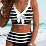 Laluna® | Bikini s visokim strukom na pruge