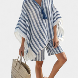 Salomé - Prugasti Set Bluza i Šortsevi