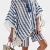 Salomé - Prugasti Set Bluze i Šortseva
